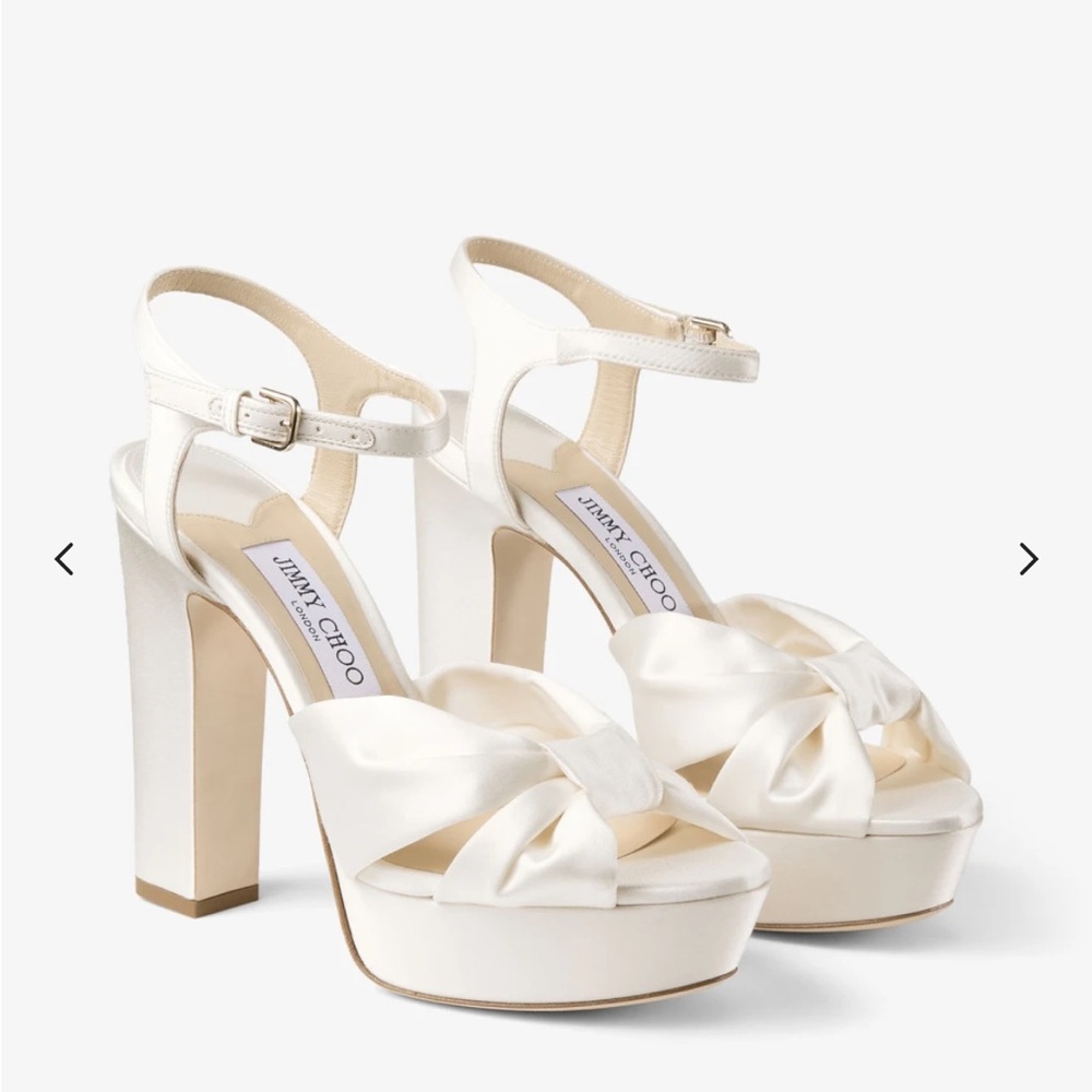 Jimmy Choo ivory heloise satin platform sandal